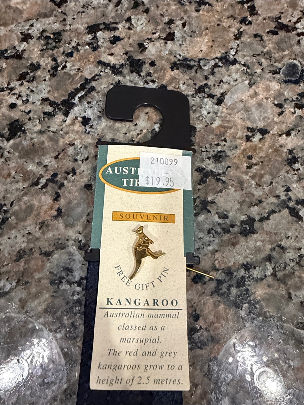 The Australian Tie Co Australian Kangaroo Navy Blue Tie & Souvenir Pin Vintage